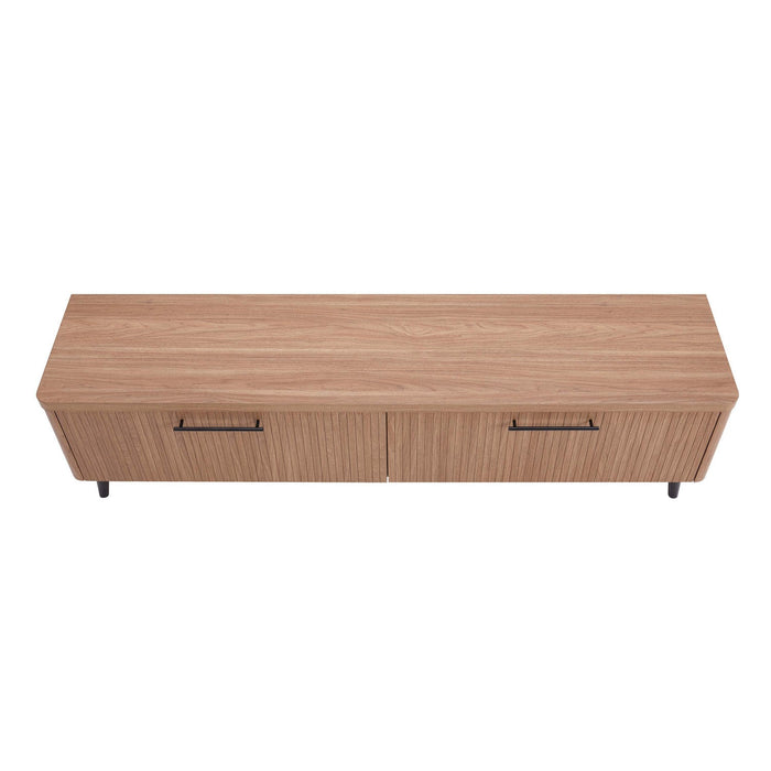Jodie Mid-Century Modern 69\" Fluted TV Stand in Maple Armoire 