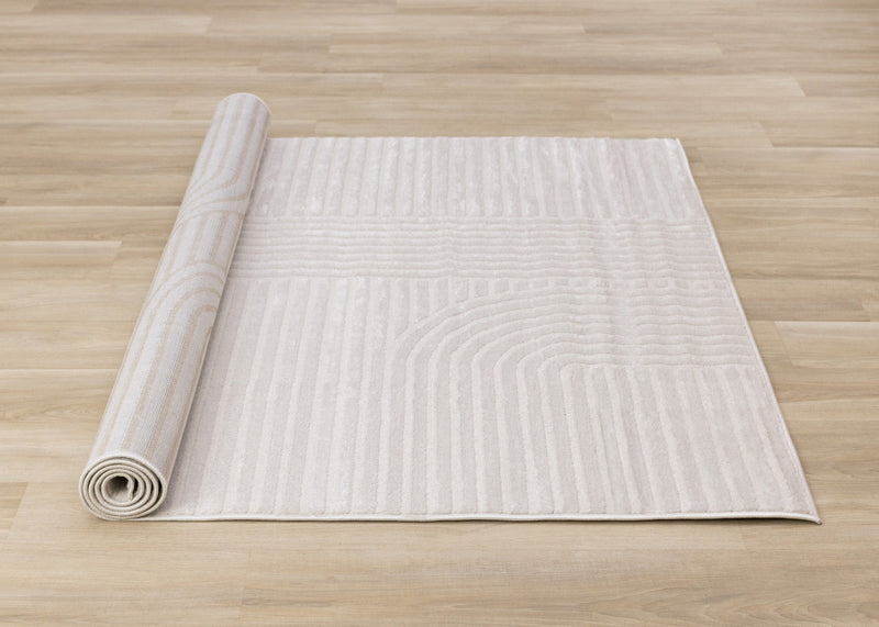 Leonardo White Grey Modern Lines Area Rug - 5'3\" x 7'7\"