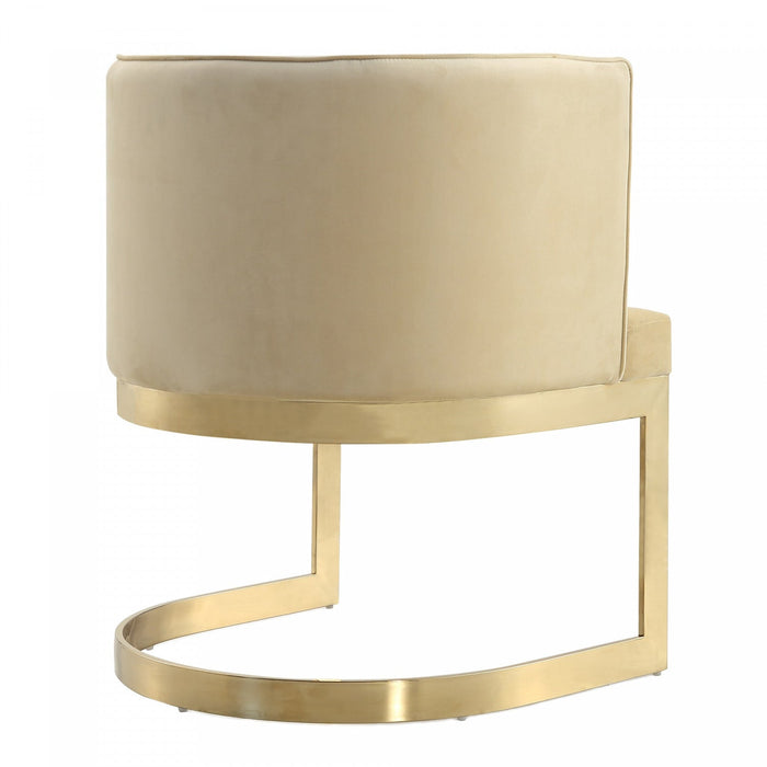 Aura Modern Velvet Metal Dining Chair in Sand - Set of 2 