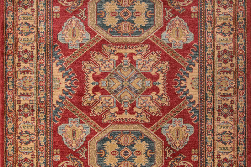 Aisha Traditional 9'3\" x 12'6\" Area Rug in Red Indoor Area Rug 