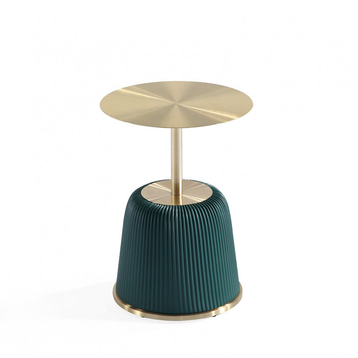 Anderson Modern Metal Top Upholstered End Table in Green - Set of 2 