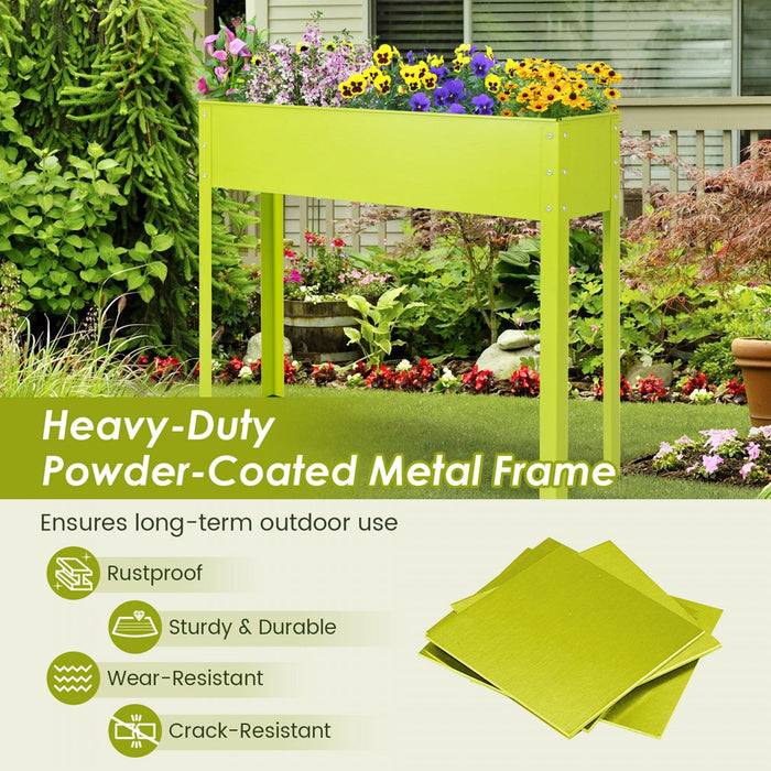 Costway 40" Raised Garden Bed With Legs Metal Elevated Planter Box Drainage Hole Backyard Green