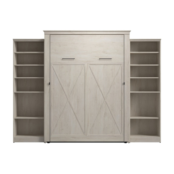 Bestar Key West Queen Murphy Bed with Closet Organizers (119 W) - Linen White Oak