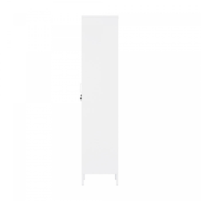 Naomi Modern 15\" Metal Storage Cabinet in White Armoire 