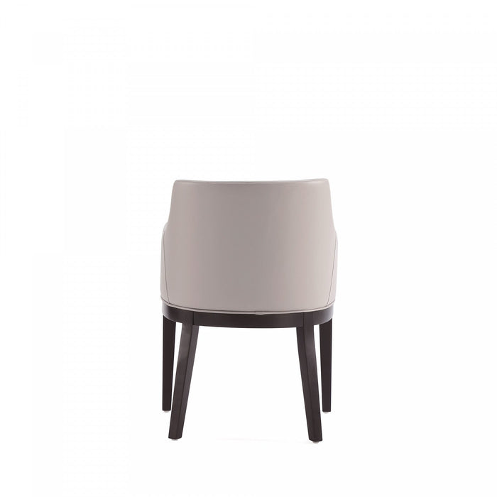 Gansevoort Modern Wood Vegan Leather Armchair in Light Gray - Set of 2 