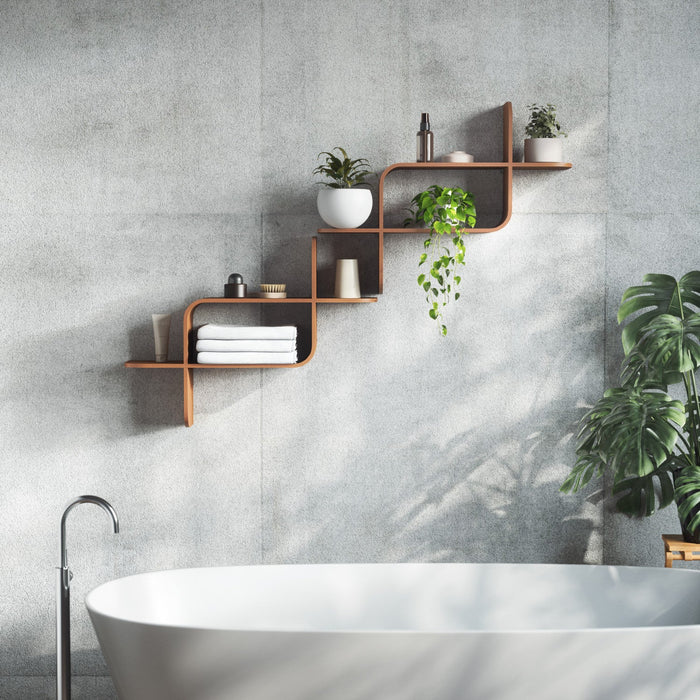 Umbra Modern Wood Montage Wall Shelf - Light Walnut