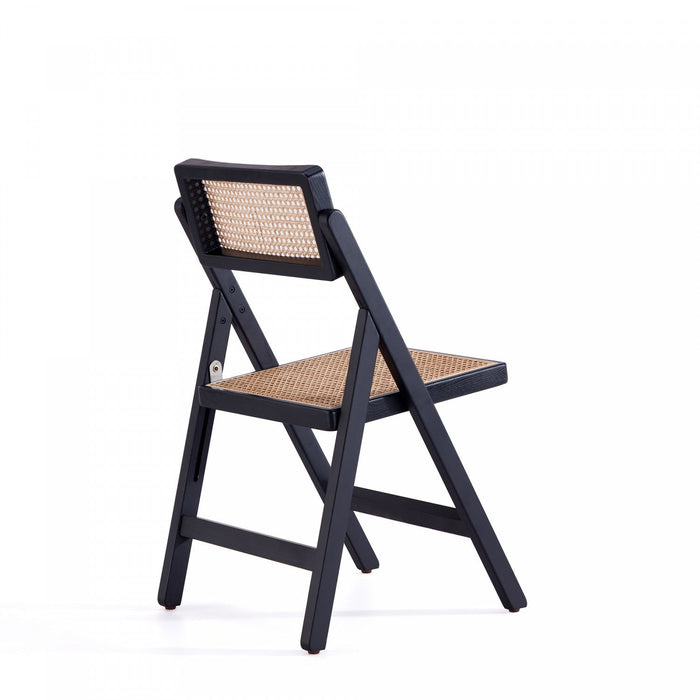 Pullman Industry Chic Wood Folding Chair in Black and Natural - Set of 4 Dining Chair 