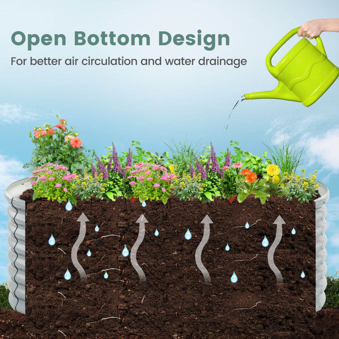 Costway 2 Pcs Raised Garden Bed Kit Planter Raised Garden Boxes Outdoor 65" X 32" X 24" Gray