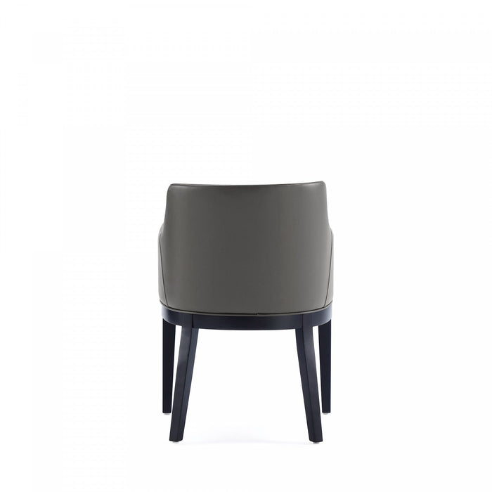 Gansevoort Modern Wood Vegan Leather Armchair in Graphite - Set of 2 