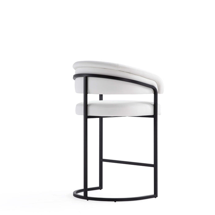 Augusta Modern Metal Upholstered Counter Stool in White - Set of 2 