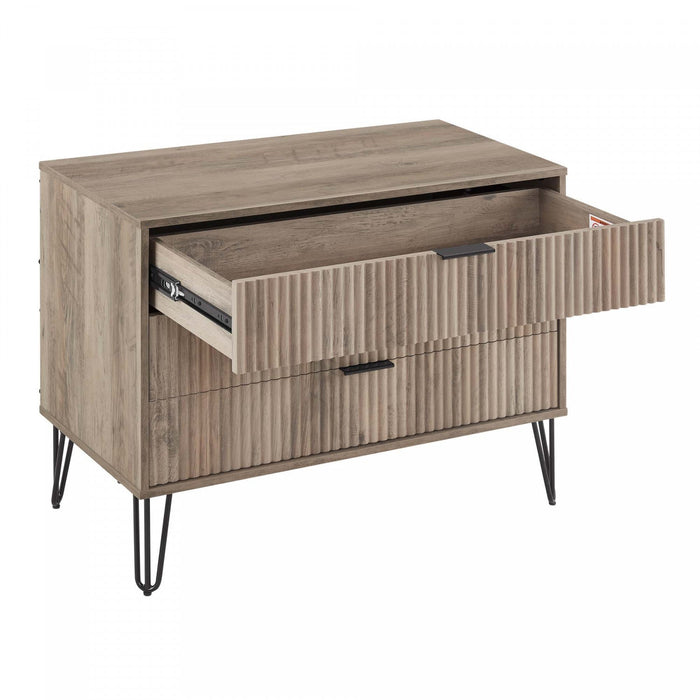 Dumbo Modern 35\" Fluted Dresser in Rustic Gray (3-Drawer) 