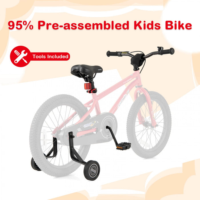 Costway 18-inch Kid's Bike For 4-8 Years Old With Adjustable Saddle & Anti-slip Handlebar Red