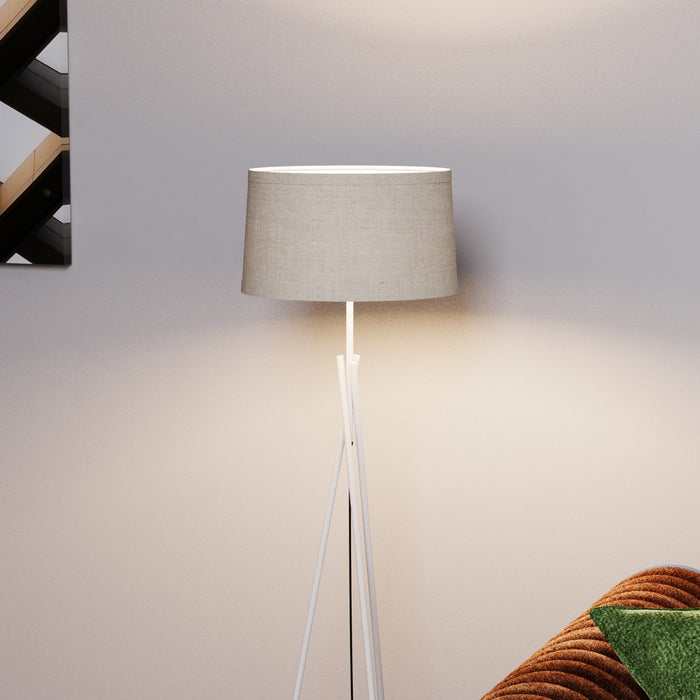 66\" White Sleek Crossed Legs Floor Lamp with Fabric Shade 