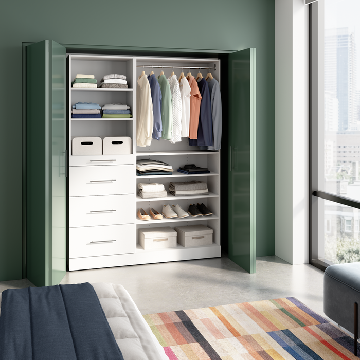 Bestar Florence 60\" Modular Reach-In/Walk-In Closet System with Storage - White