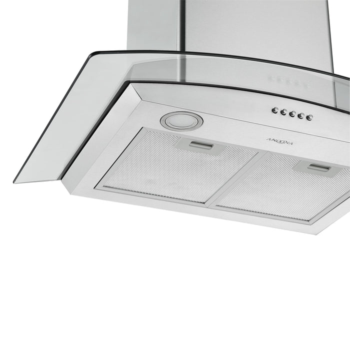 Ancona 30\" Convertible Wall-Mounted Glass Canopy Range Hood - AN-11001SS 