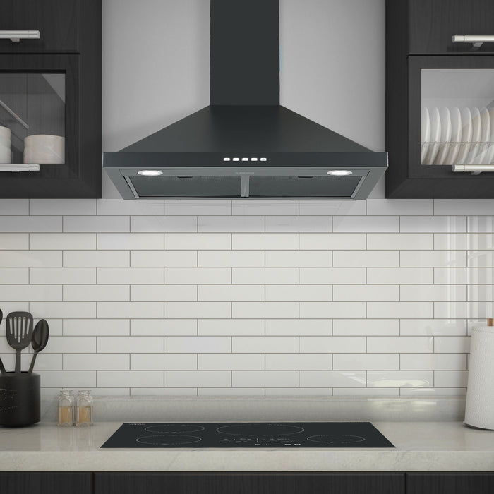 Ancona 30\" Convertible Wall-Mounted Range Hood - AN-17018BLK 