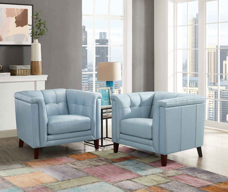Hydeline Bodie Leather Chair - Spa Blue