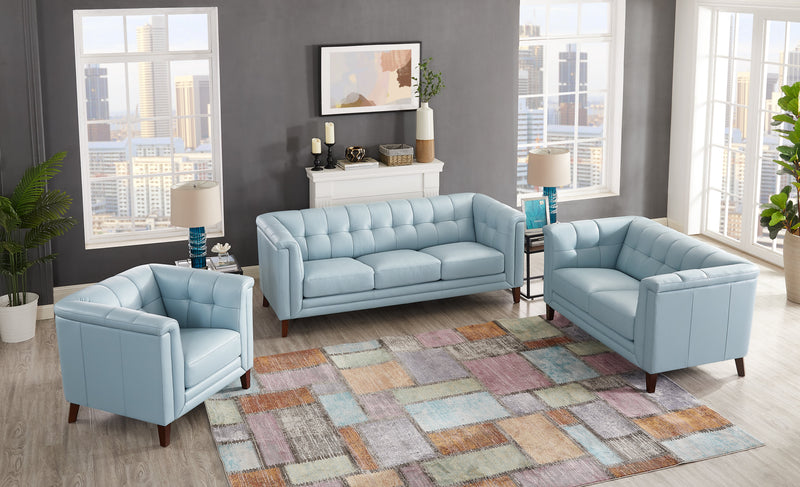 Hydeline Bodie Leather Chair - Spa Blue