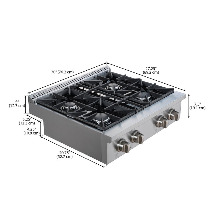Ancona 30\" Commercial Style Slide-In Gas Cooktop - AN-2160 