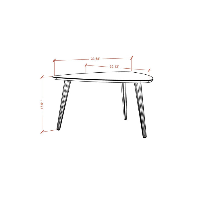 Manhattan Comfort Utopia 17.51\" High Triangle Coffee Table with Splayed Legs - Off White & Maple Cream