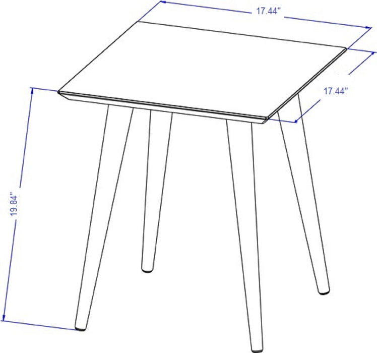 Manhattan Comfort Utopia 19.84\" High Square End Table with Splayed Wooden Legs - White Gloss