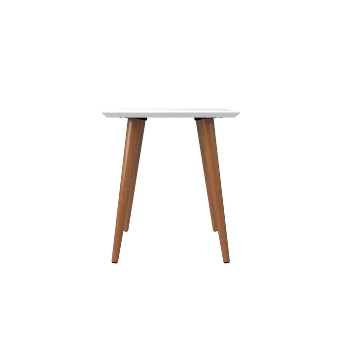 Manhattan Comfort Utopia 19.84\" High Square End Table with Splayed Wooden Legs - White Gloss