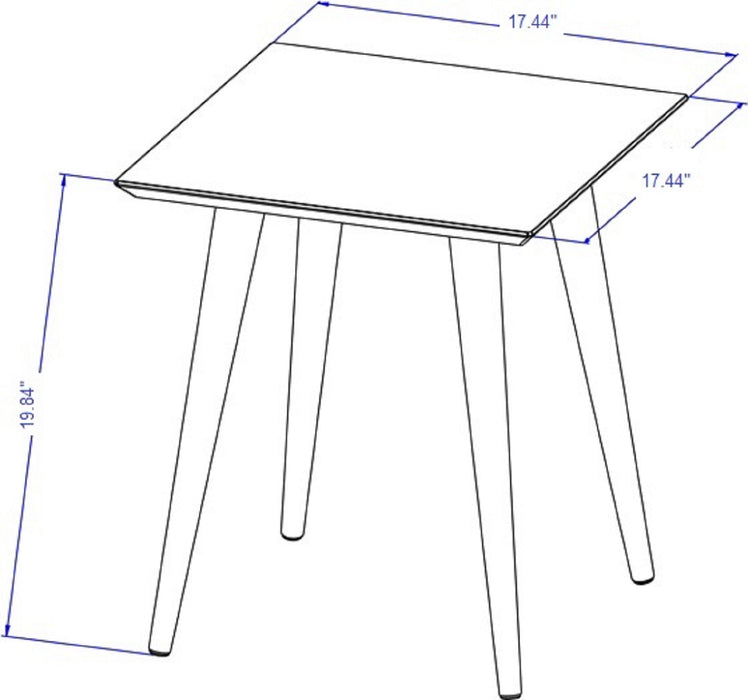 Manhattan Comfort Utopia 19.84\" High Square End Table with Splayed Wooden Legs - Off White & Maple Cream
