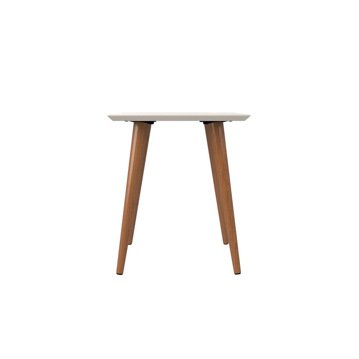 Manhattan Comfort Utopia 19.84\" High Square End Table with Splayed Wooden Legs - Off White & Maple Cream