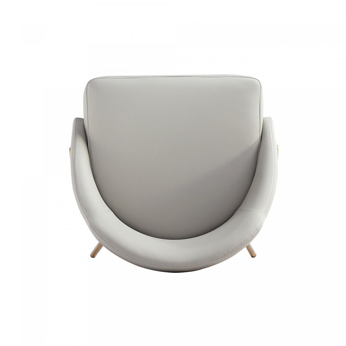 Gracie Modern Metal Vegan Leather Dining Chair in Stone Gray and Gold 