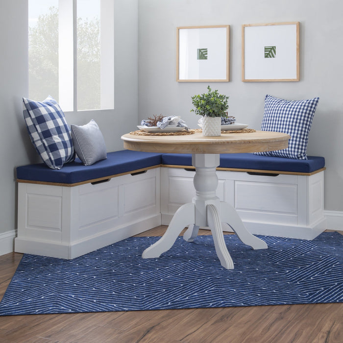 Tobin Backless Corner Nook Dining Bench - Natural and White