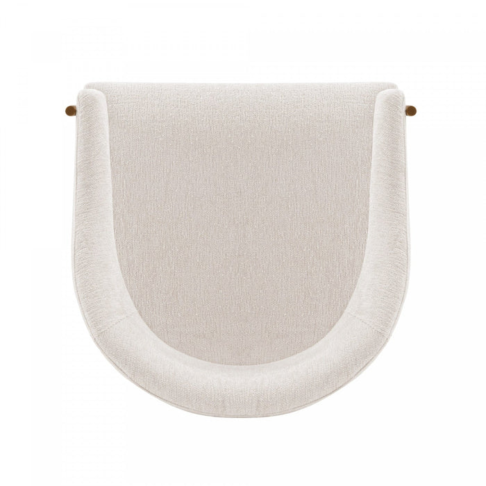 Lia Modern Metal Chenille Armchair in Cream - Set of 2 Dining Chair 
