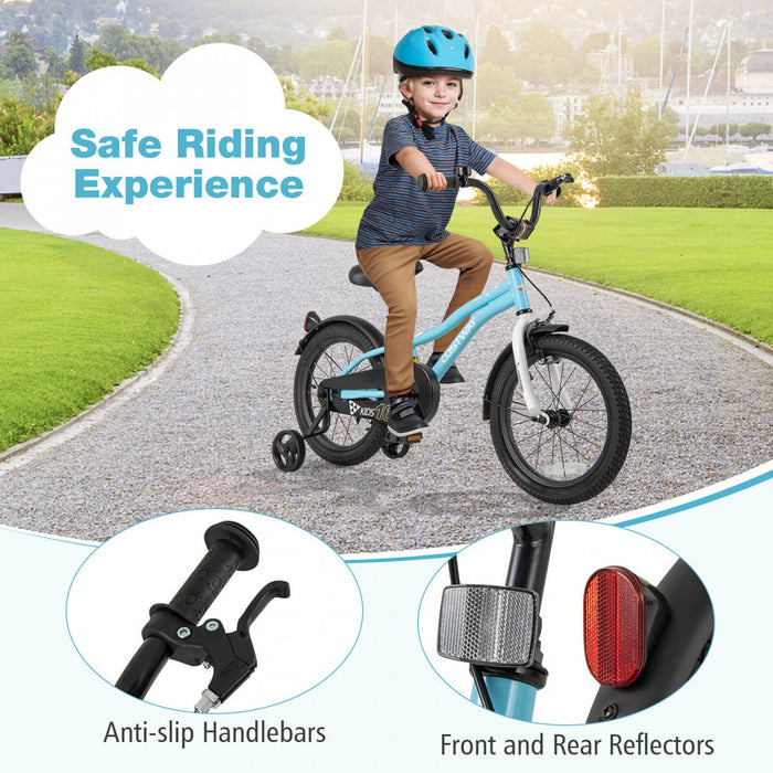 Costway 16" Kids Bike For 4-7 Years Old Boys & Girls With Adjustable Seat Handbrake Reflectors Blue