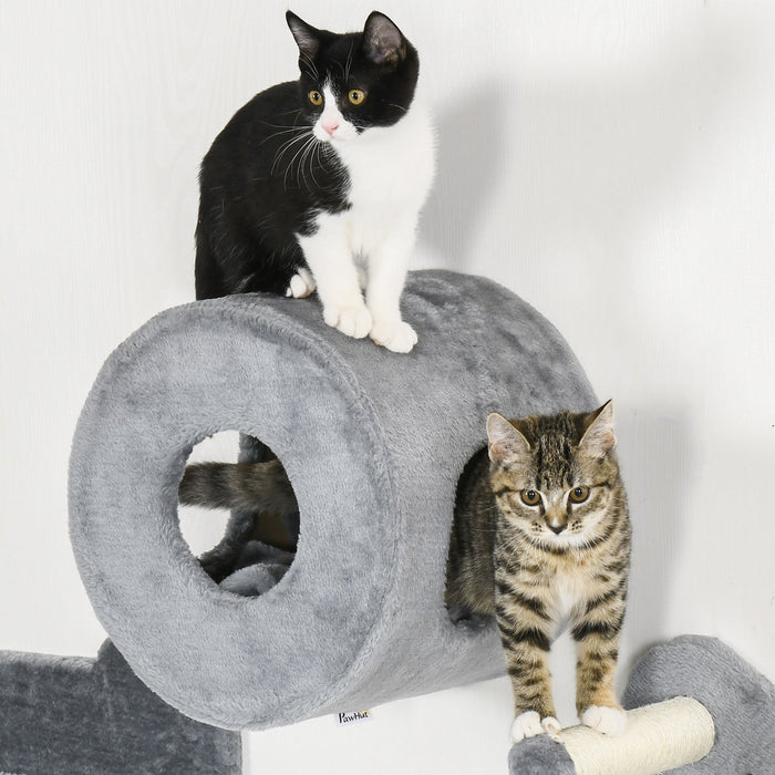 Pawhut 4 Pcs Cat Wall Shelves, Pet Wall-mounted Climbing Shelf Set, Kitten Activity Centre With Cond