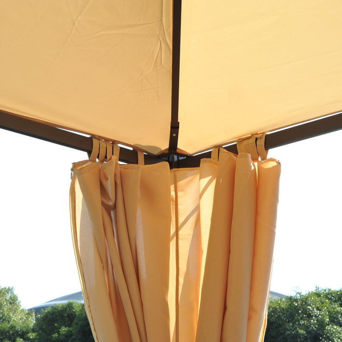 Outsunny 10x10ft Patio Gazebo Canopy Double-tire Garden Shelter Outdoor Sun Shade With Curtains, Bei