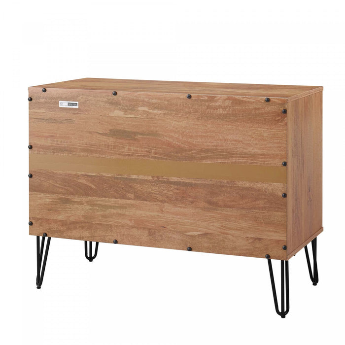 Dumbo Modern 35\" Fluted Dresser in Golden Brown (3-Drawer) 
