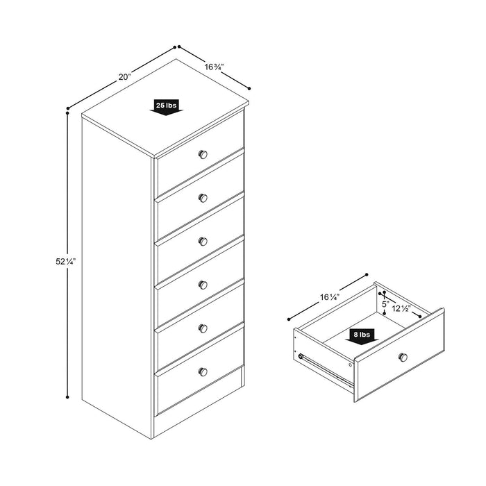 Astrid 6-Drawer Tall Chest - Drifted Grey