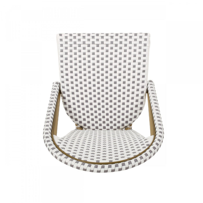Julien Faux Ratten and Aluminum French Bistro Chairs, Set of 2 - Grey and White 
