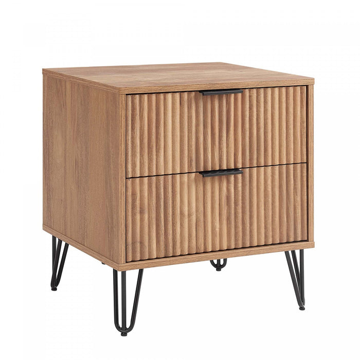 Dumbo Modern 20\" Fluted Nightstand in Golden Brown (2-Drawer) 