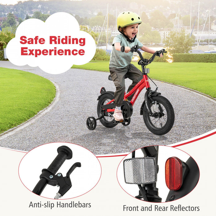 Costway 12" Kids Bike For 3-4 Years Old Boys & Girls With Adjustable Seat Handbrake Reflectors Red