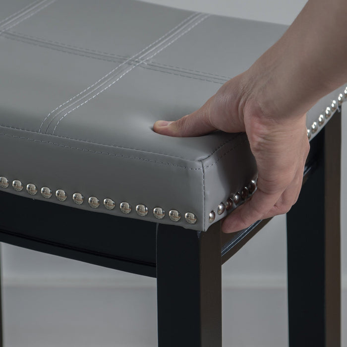 Claridge Faux Leather Backless Counter-Height Stool - Grey