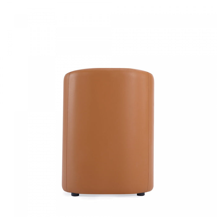 Anna Round Modern Vegan Leather Armchair in Saddle Brown - Set of 2 