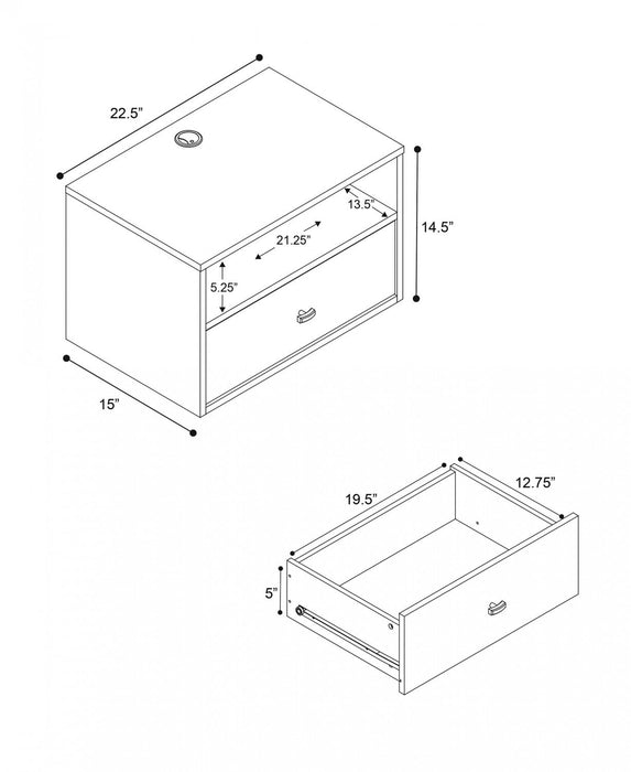 Floating Shelf with Drawer - White