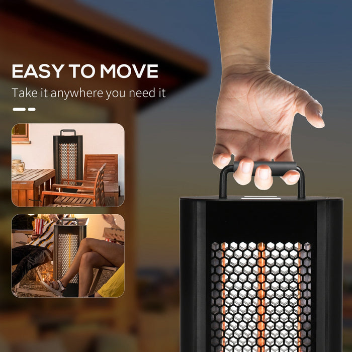 Outsunny Electric Patio Heater With Ultra-low Glare And 6 Heat Settings, 1200w Aluminium Alloy Frees