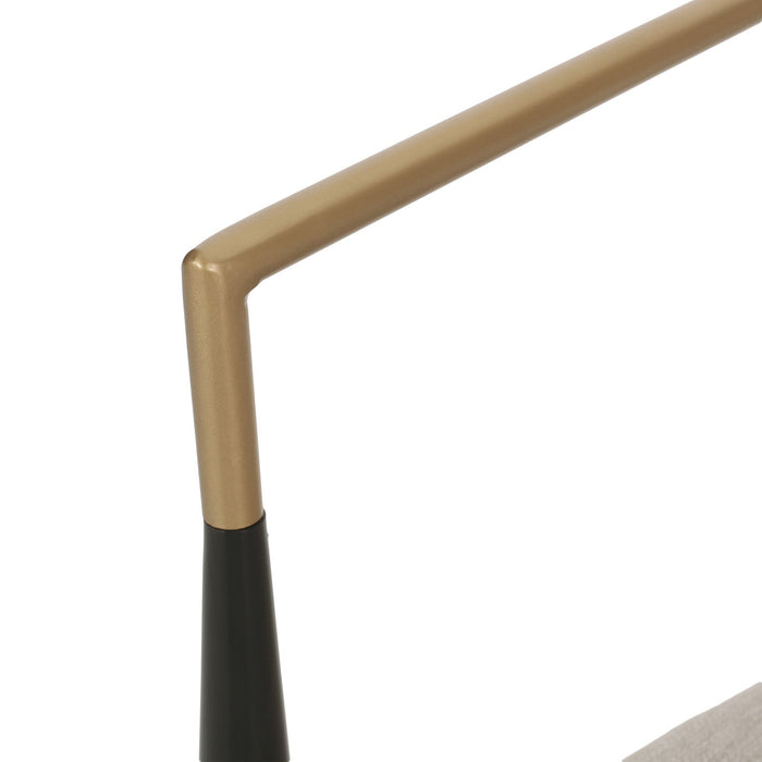 Mila Dining Chair Set Of 2 With Upholstered Fabric And Metal Frame - Beige and Black 
