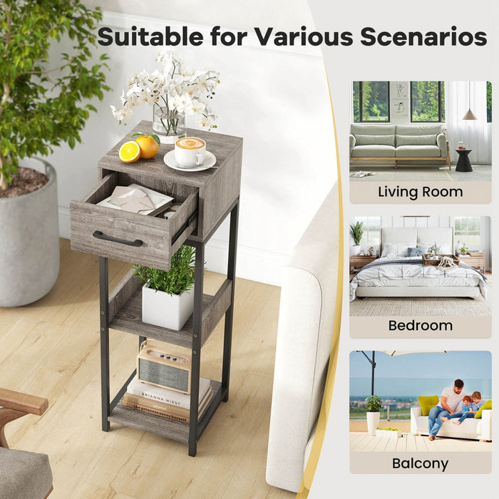 Costway 2 Pack 3 Tier Indoor Tall Plant Stand With Drawer Anti-tipping Devices Display Shelf
