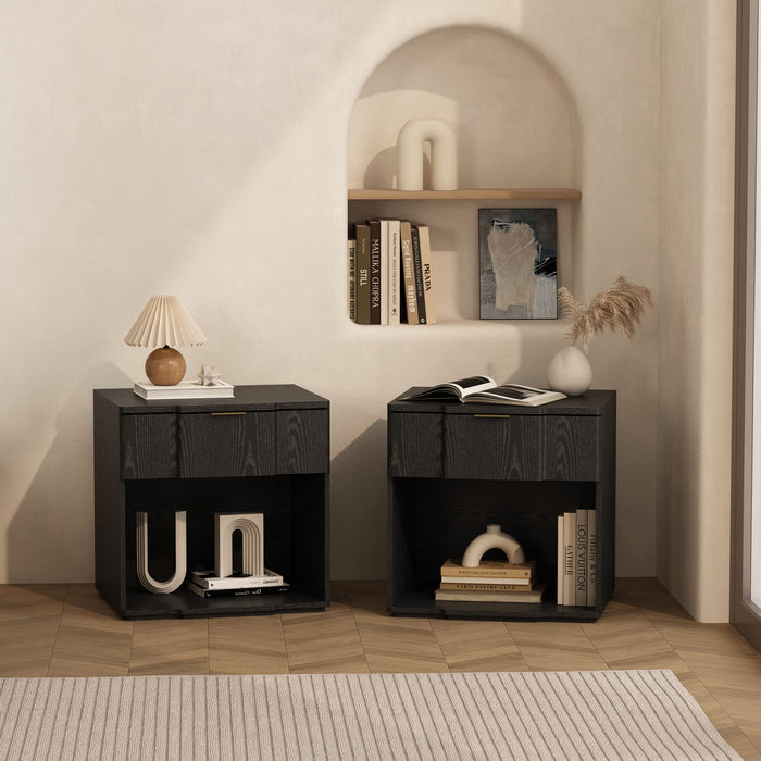 Clive Mid-Century Modern 22\" Nightstand in Black (1-Drawer) 