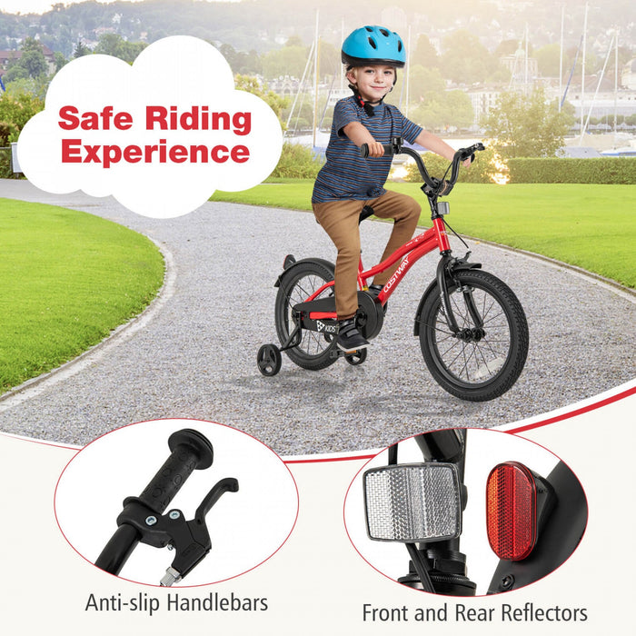 Costway 16" Kids Bike For 4-7 Years Old Boys & Girls With Adjustable Seat Handbrake Reflectors Red