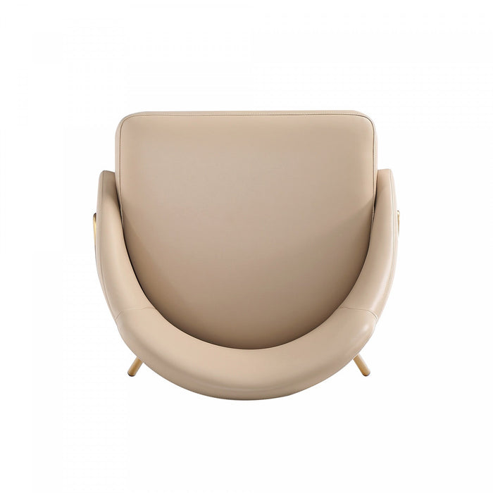 Gracie Modern Metal Vegan Leather Dining Chair in Tan and Gold 