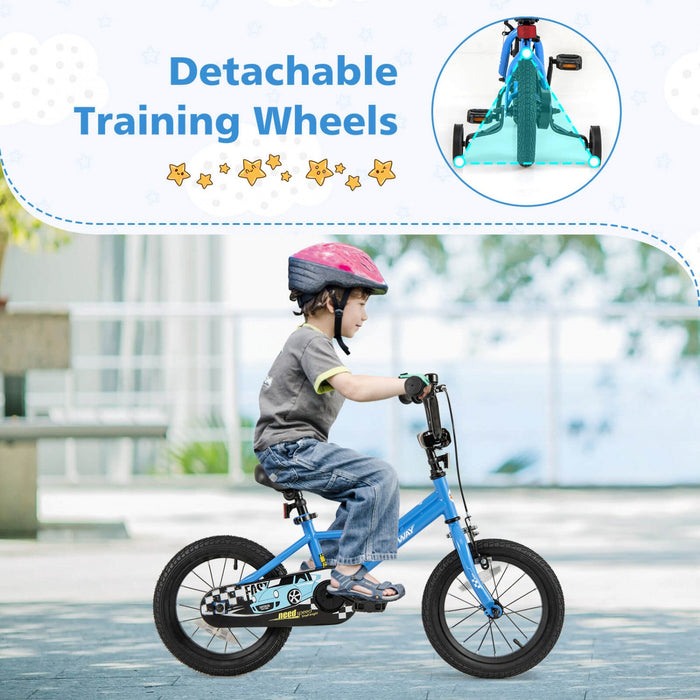 Costway 14" Kids Training Bike With Removable Training Wheels Pneumatic Tires Navy