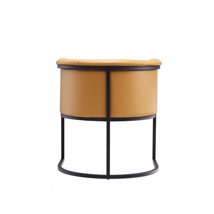 Cosmopolitan Mid-Century Modern Vegan Leather Metal Dining Chair in Camel - Set of 2 